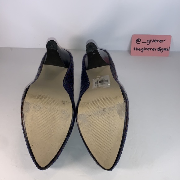 Rouge 9 8 Blue / Purple Snakeskin Print Almond Toe Pumps - Picture 10 of 16
